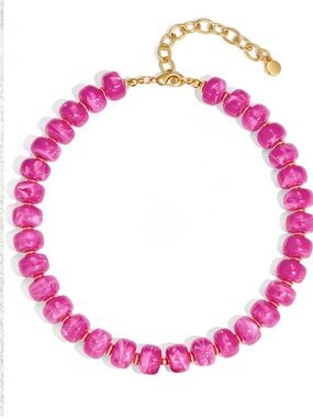 Anthropologie Hot Pink Beaded Necklace